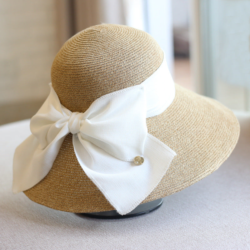 Women's Snow Hemp Big Bow Straw Hat