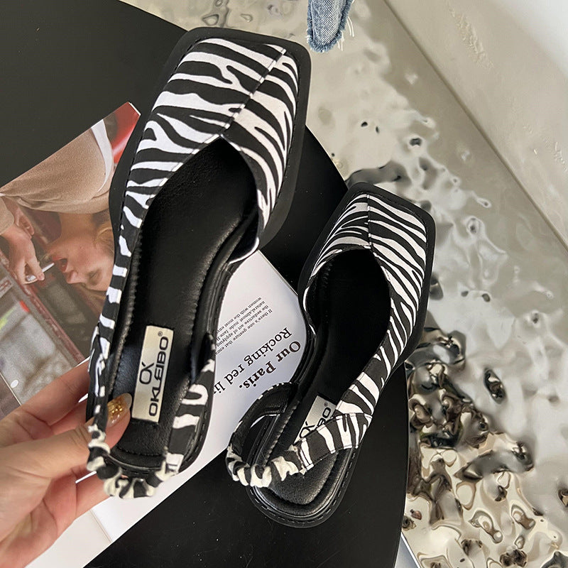 Women's Fashion Square Head French Retro Sandals