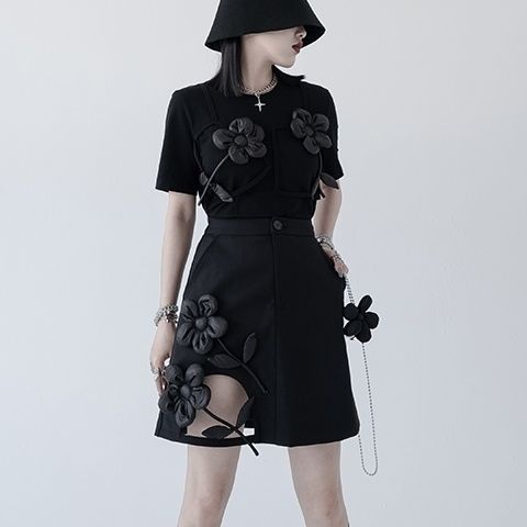 New Design Sense Stitching Flower A- Line Skirt Skirt