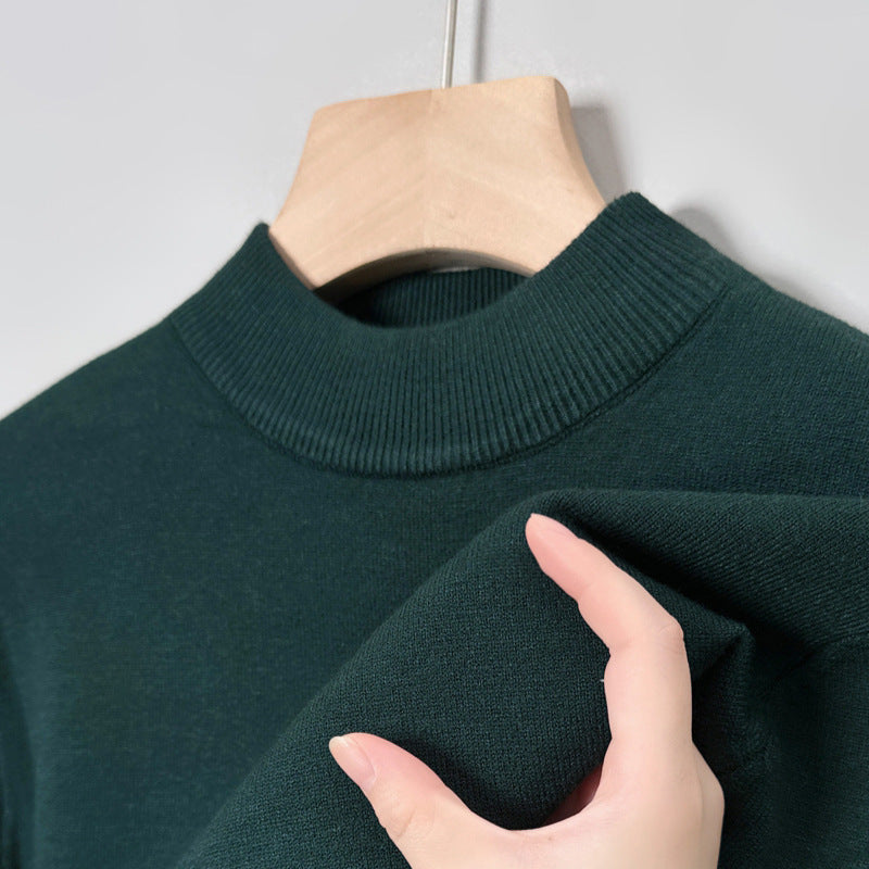 Casual Fashion Bottoming Shirt Young And Middle-aged Simple Half Turtleneck Solid Color Sweater For Men