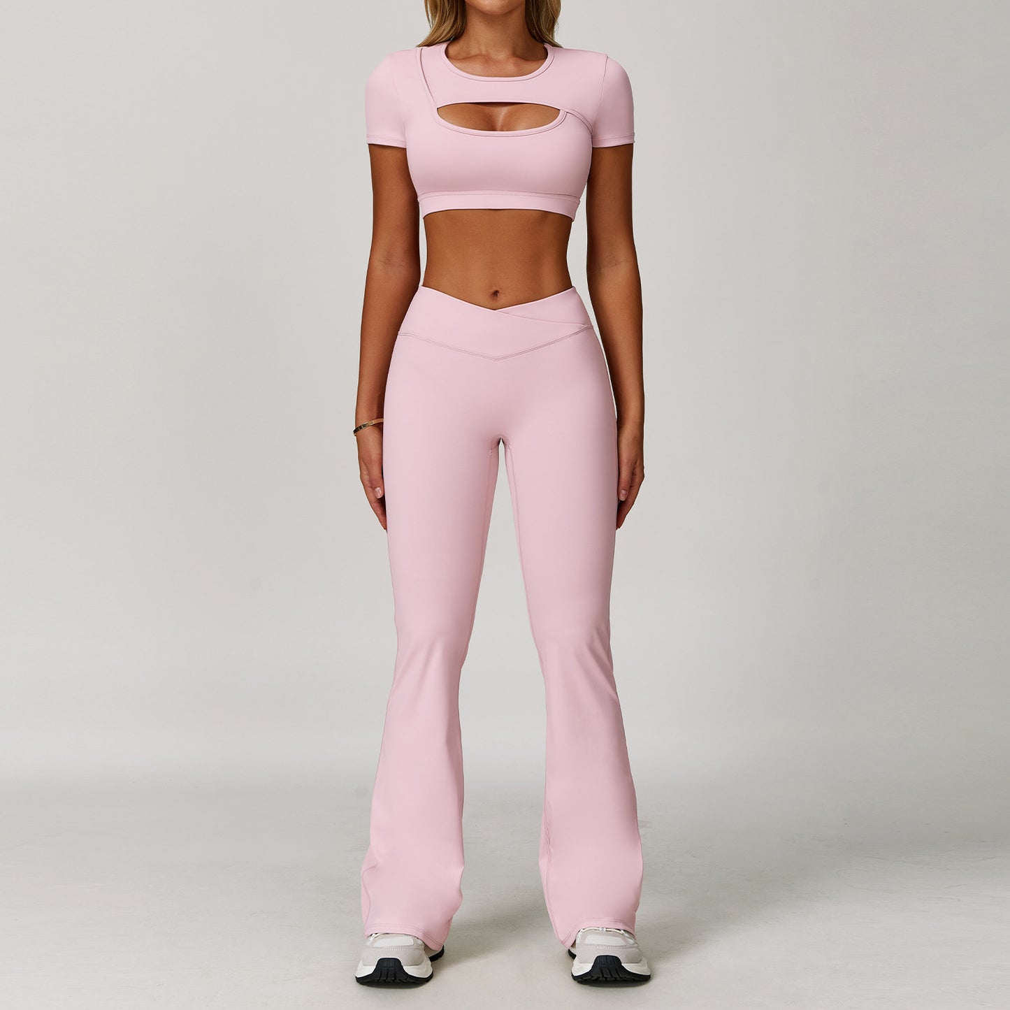 Yoga Short Sleeve Hollow-out Tight Sports T-shirt