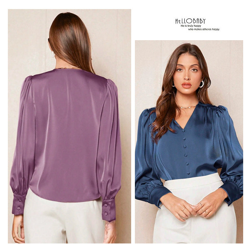Shirt Women's Satin Top Fashion Charm