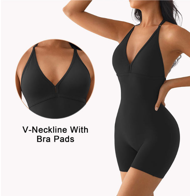 Rygløs Nude Feel Yoga Jumpsuit med lange ærmer