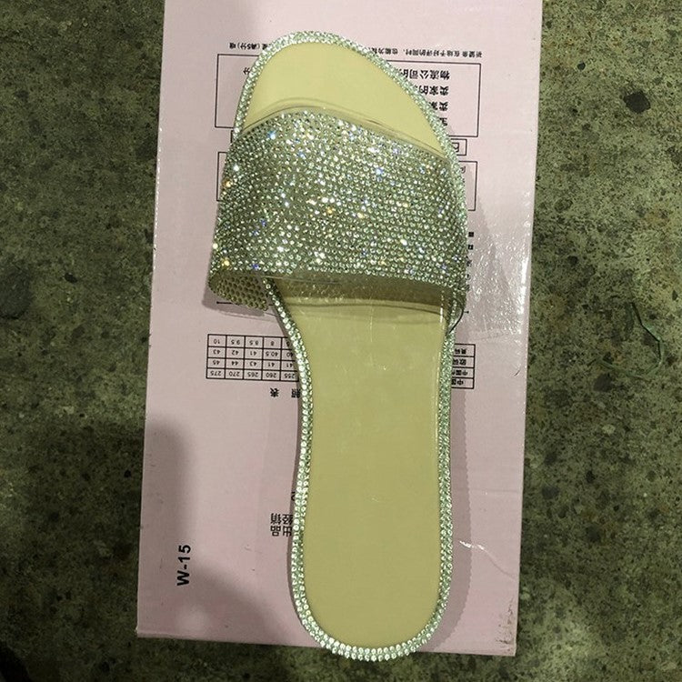 Store Rhinestone Sandaler og Hjemmesko til Kvinder med Lav Hæl