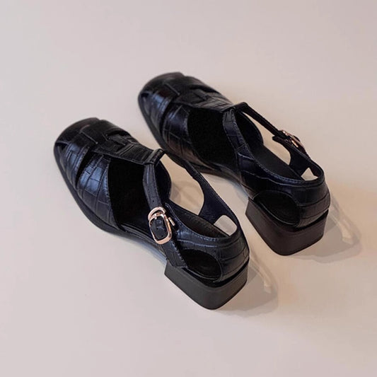 French Style Vintage Weave Roman Shoes For Women