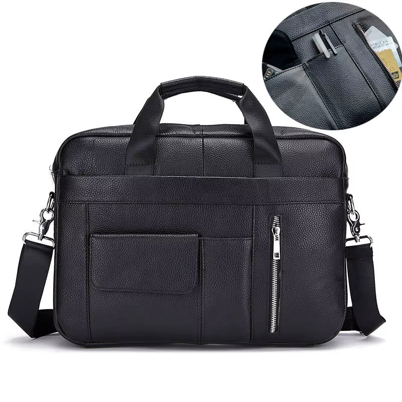 Men's Genuine Leather Messenger Bags for Business and Travel - Casual Laptop Crossbody Shoulder Bags