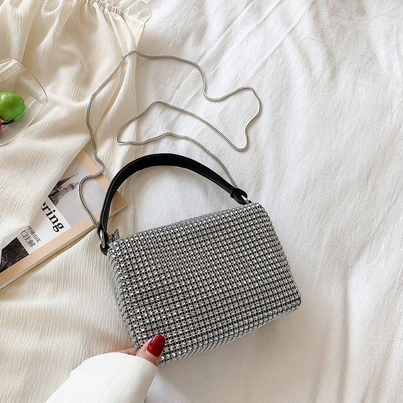 Dame håndtaske med rhinsten, ny mode kæde skulder-/crossbody-taske