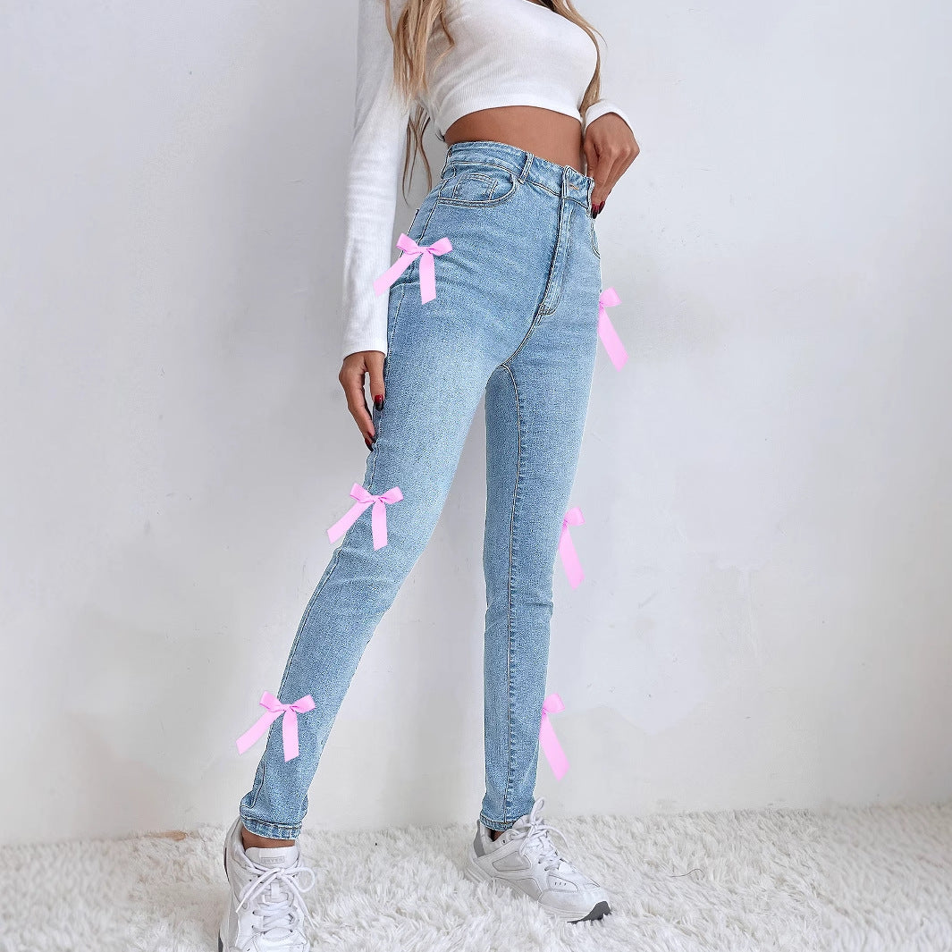 Gamer Leggings Sløjfe Stretch Cowboybukser