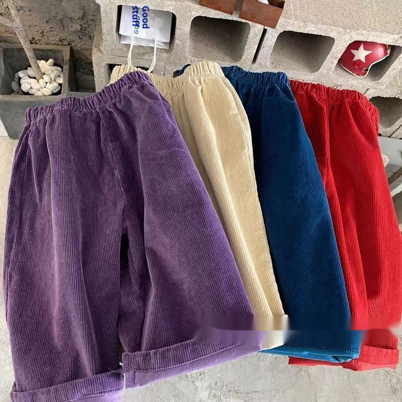 Arrival Korean-Style Warm Flared Trousers For Girls Corduroy Fleece-Lined Long Pants For Babies