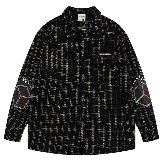 Patch Embroidered Letters Long Sleeve Shirt