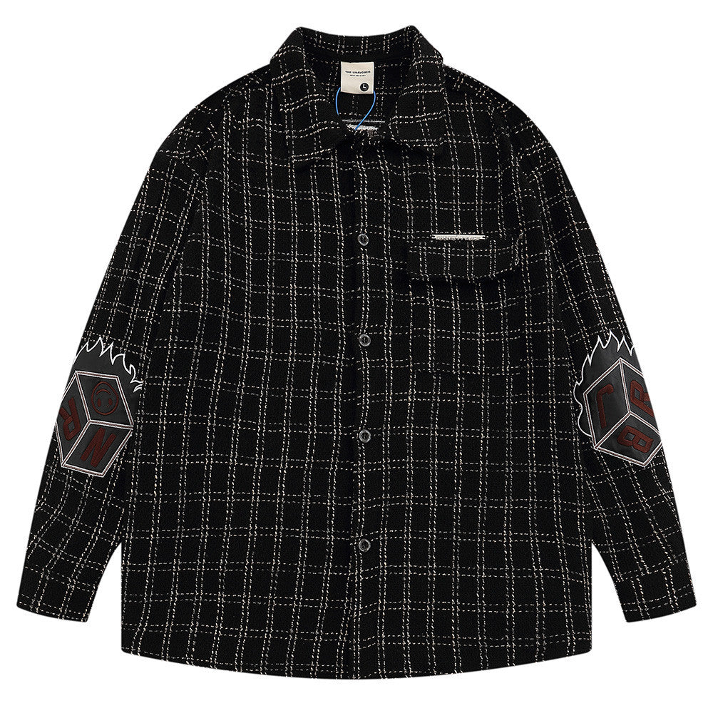 Patch Embroidered Letters Long Sleeve Shirt