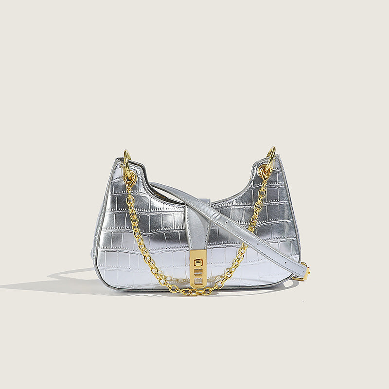 Fashionable Stone Pattern High-grade Shoulder Underarm Small Square Bag
