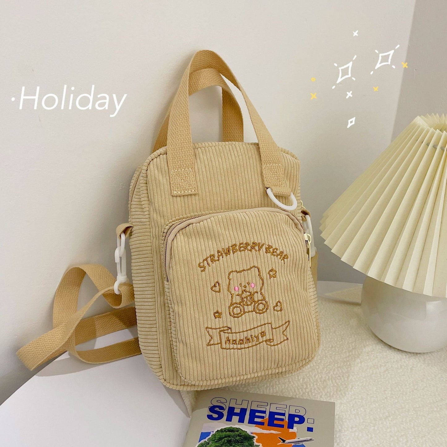 Soft Girl Cute Corduroy Hand Shoulder Bag