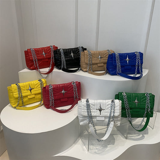 Casual Embroidery Thread Color Diamond Texture Crossbody Shoulder Underarm Bag