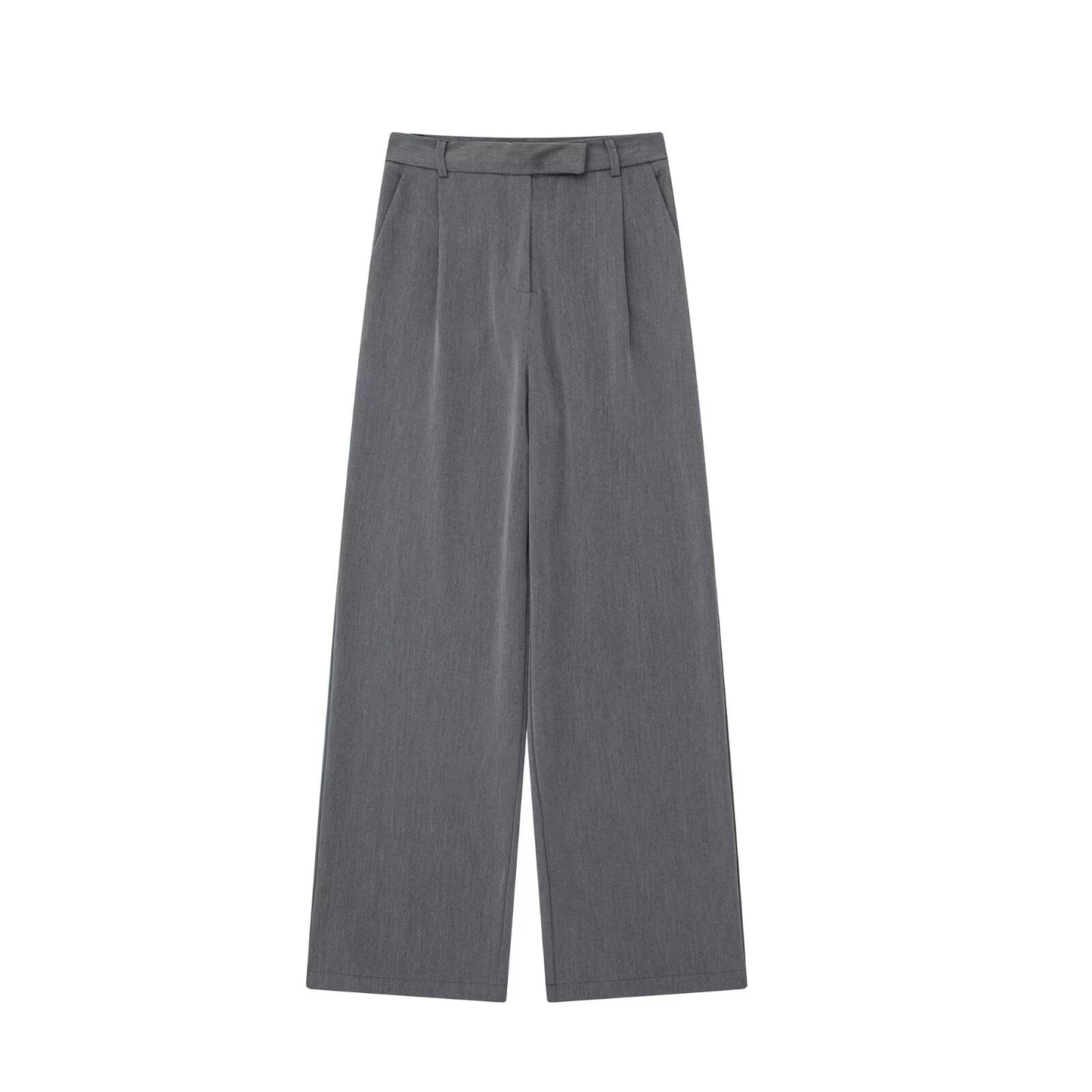 Casual Loose Pleated High Waist Straight-leg Pants