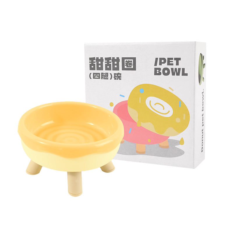 Pet Cat Bowl Donut Four Legs Cat Food Holder