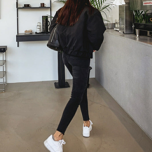 Sexy Stretch Frayed Jeans With Ripped Feet