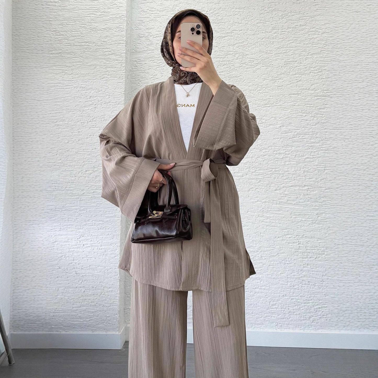 Womens Casual, Loose-fitting Cardigan And Wide-leg Pants Set