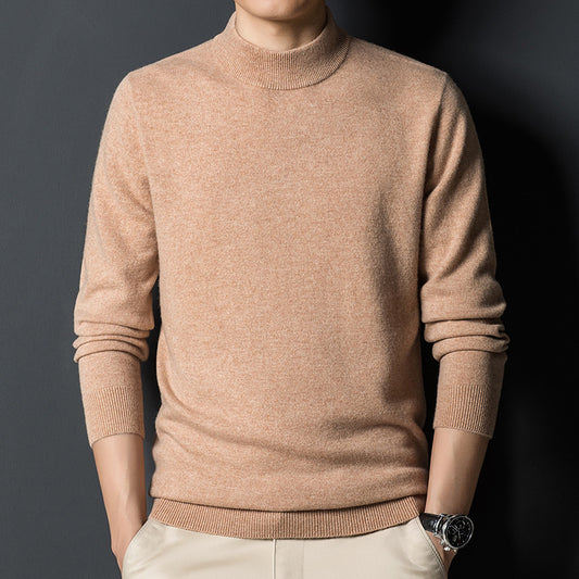 Mens Casual Slim-fit Long-sleeve Mock-neck Top