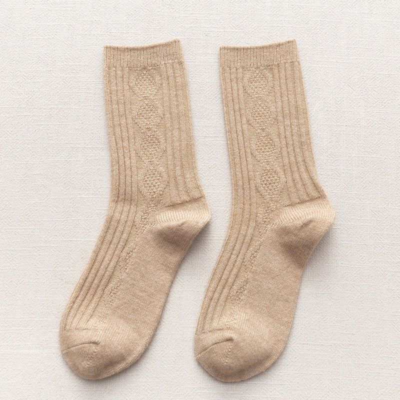 Black Terry Thermal Storage Long Tube Warm Women's Socks