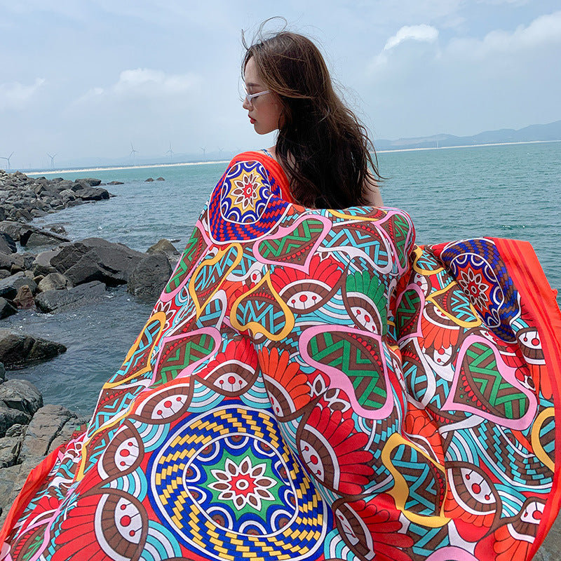 Women's Thin Ethnic Style Scarf Oversized Sunscreen Shawl