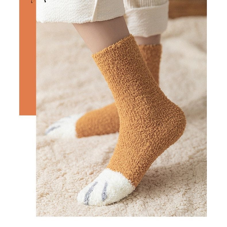 Autumn And Winter Plus Velvet Thick Towel Floor Socks