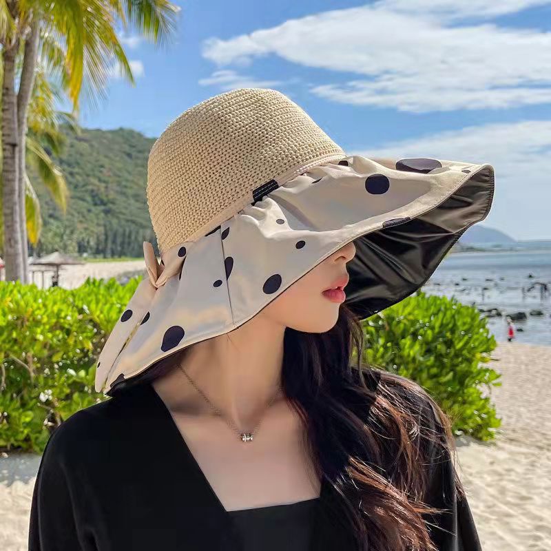 Women's Fashion Black Rubber Hollow Sunshade Fisherman's Hat