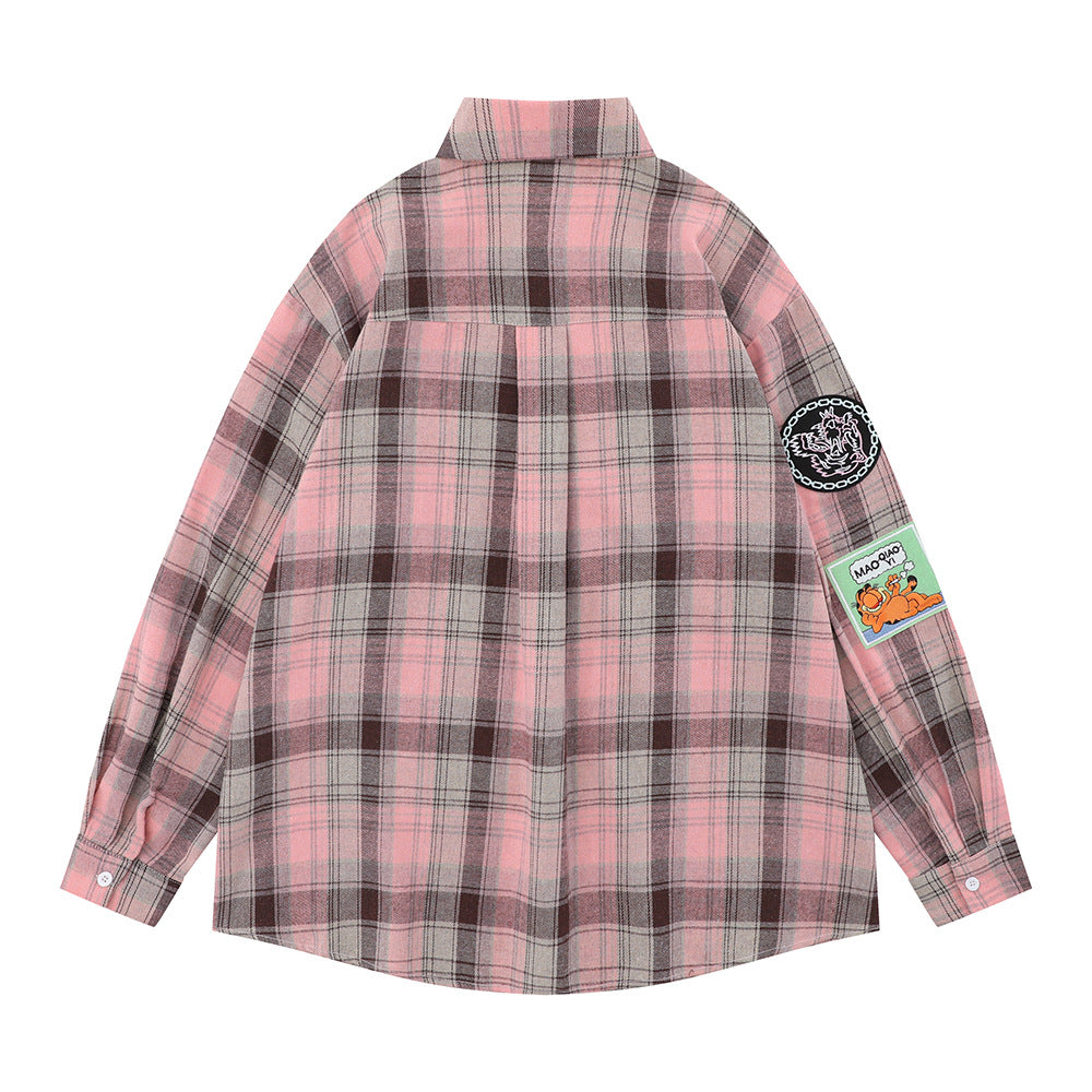 Plaid Shirt Men's Spring And Autumn Lapel Outer Tops