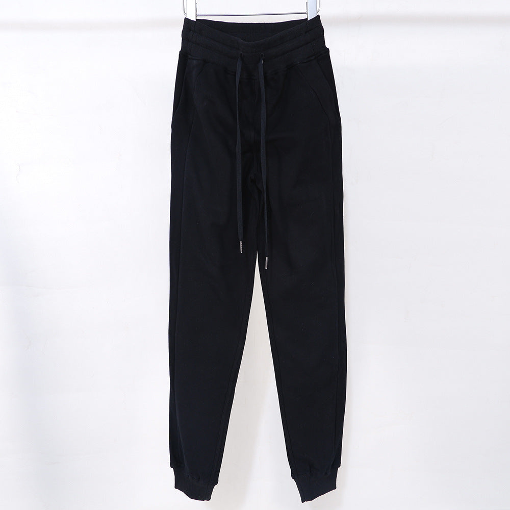 Drawstring Sports Pure Cotton Outdoor Fitness Ankle-tied Women Plus Velvet Sweater Pants
