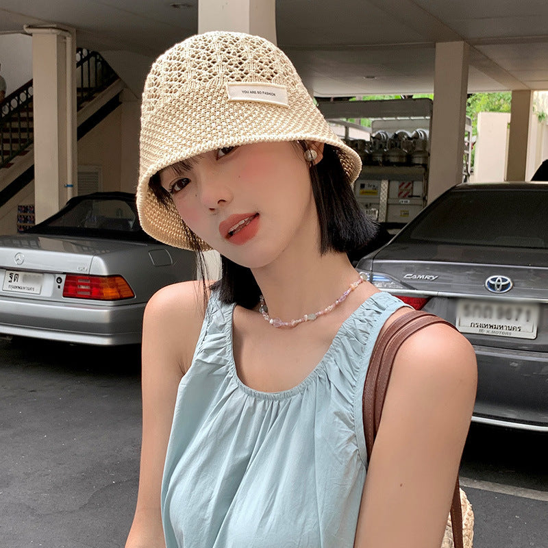 Hollow Out Bucket Hat Women's Summer Thin Breathable Korean Style