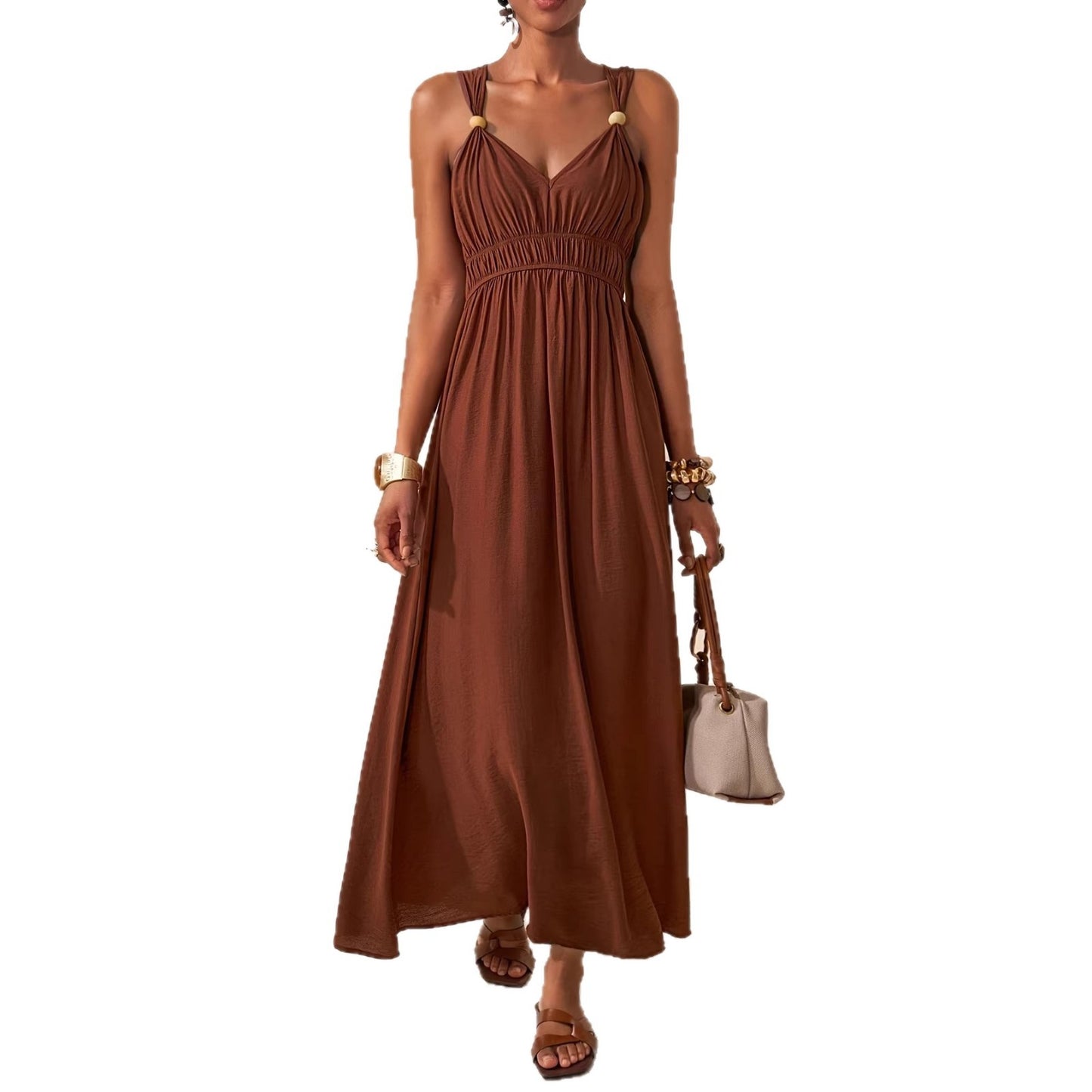 Womens Long Sleeveless Dress With Thin Straps