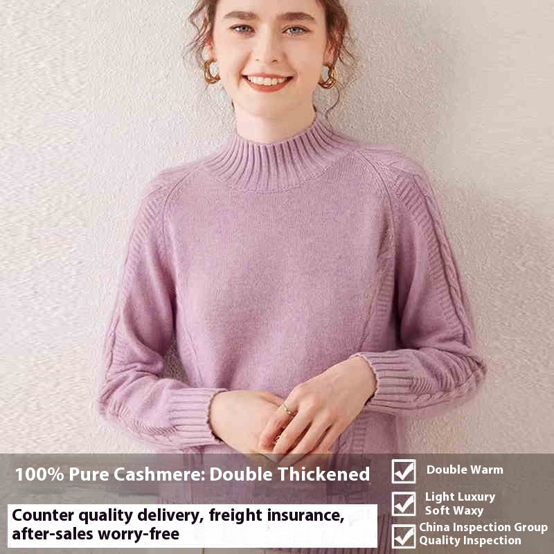 Pure Cashmere Sweater Autumn And Winter Thickened Knitting Bottoming Shirt