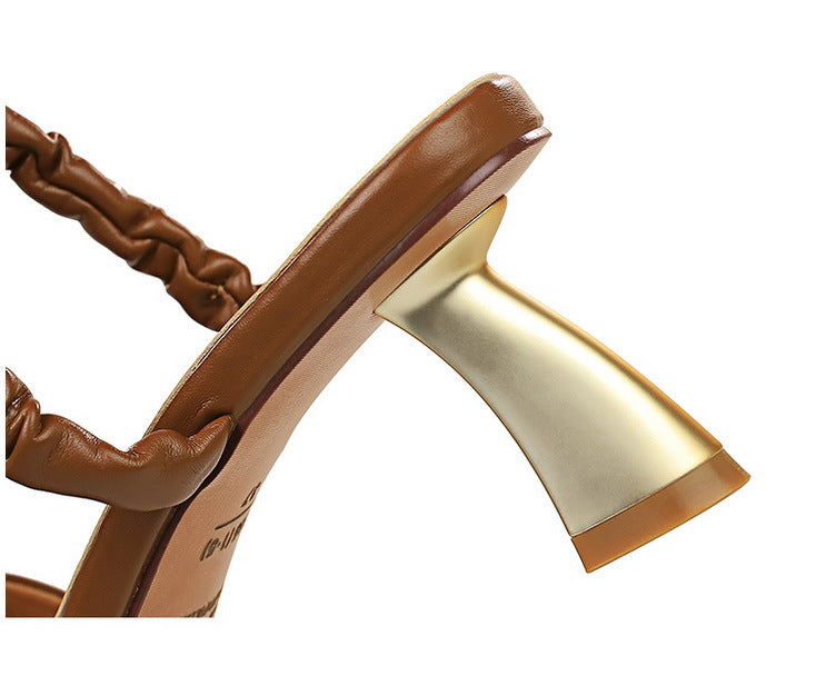 Shallow Mouth Pointed Toe Hollow One Word Belt Summer Sandals And Slippers