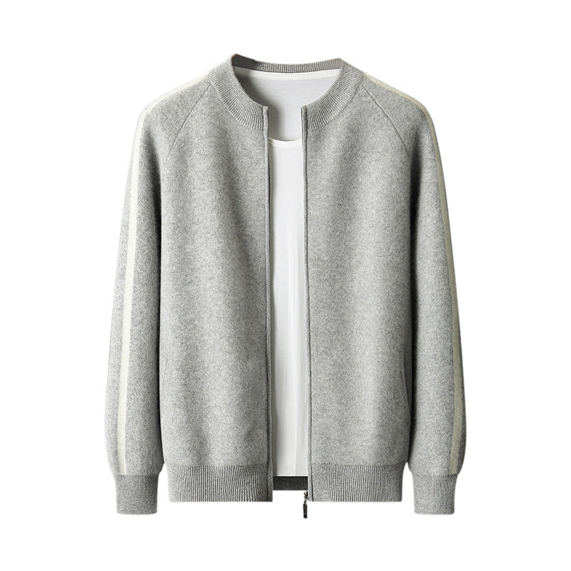 Moderigtig All-match Casual Ulden Sweater Fire Flade Luftlag Tykkere Halv Rullekrave Ren Uld Cardigan