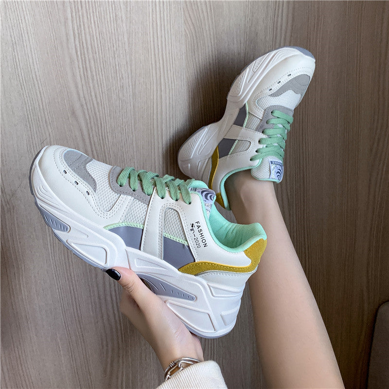 Breathable Color Matching Platform Casual Sports Daddy Shoes