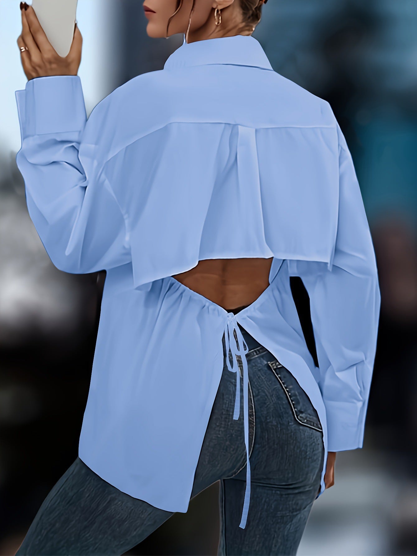 European And American Elegant Solid-color Long-sleeve Shirt