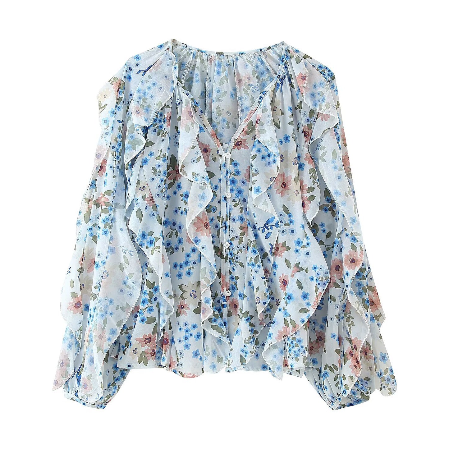 V-halset lagdelt bluse i westernstil til kvinder