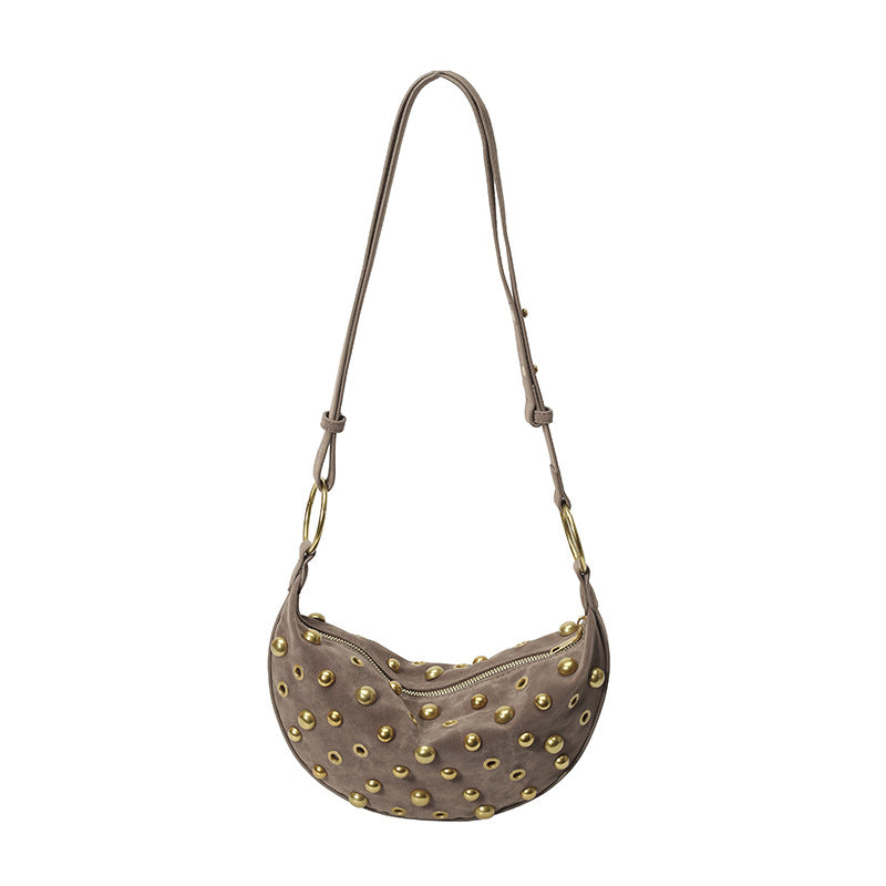 Retro Nitte Taske Mat Imiteret Ruskind Pendlertaske All-match Skulder Underarms Taske