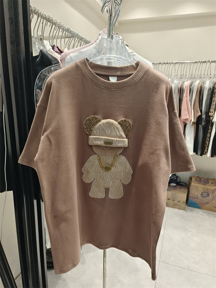 Cartoon Peplum Women's Printed Half Sleeve T-Shirt