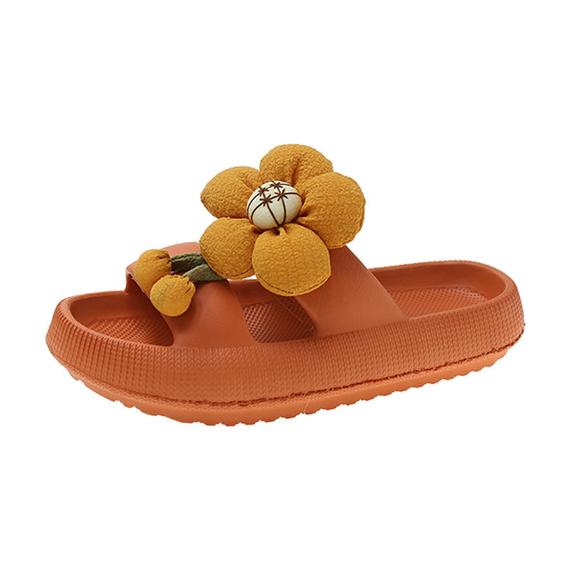 Summer New Outer Wear All-match Non-slip Flower Slippers