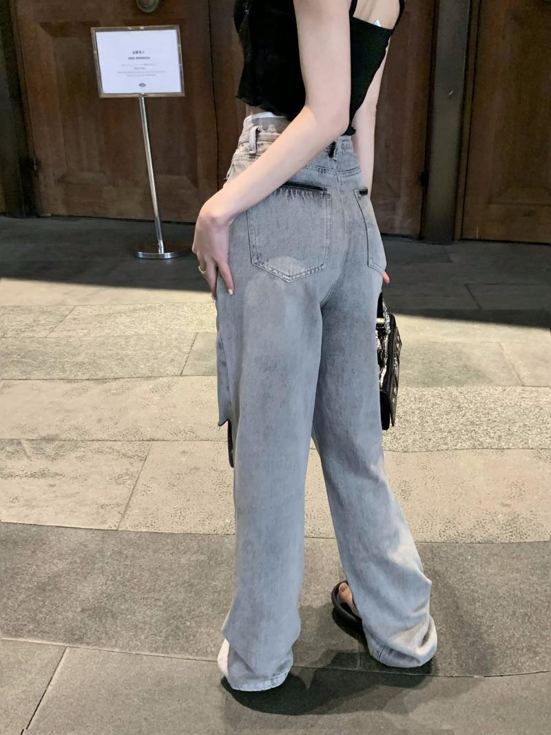 Dame Sommer Nye Løse Højtaljede Rippede Jeans