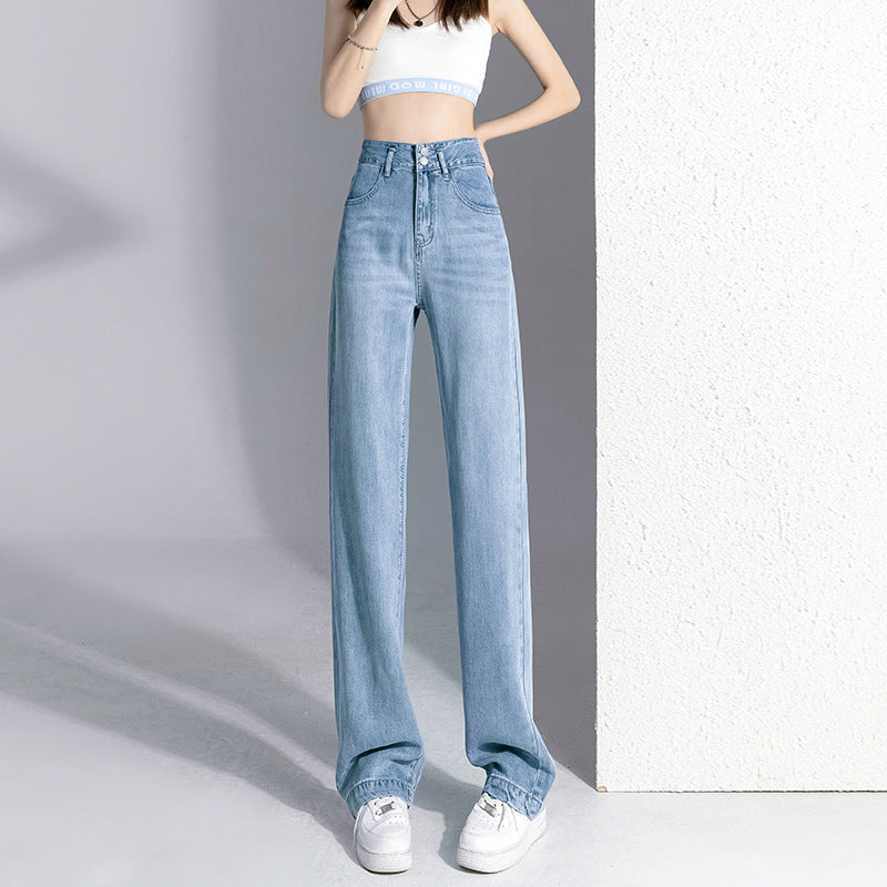 High Waist Drooping Thin Straight Pants