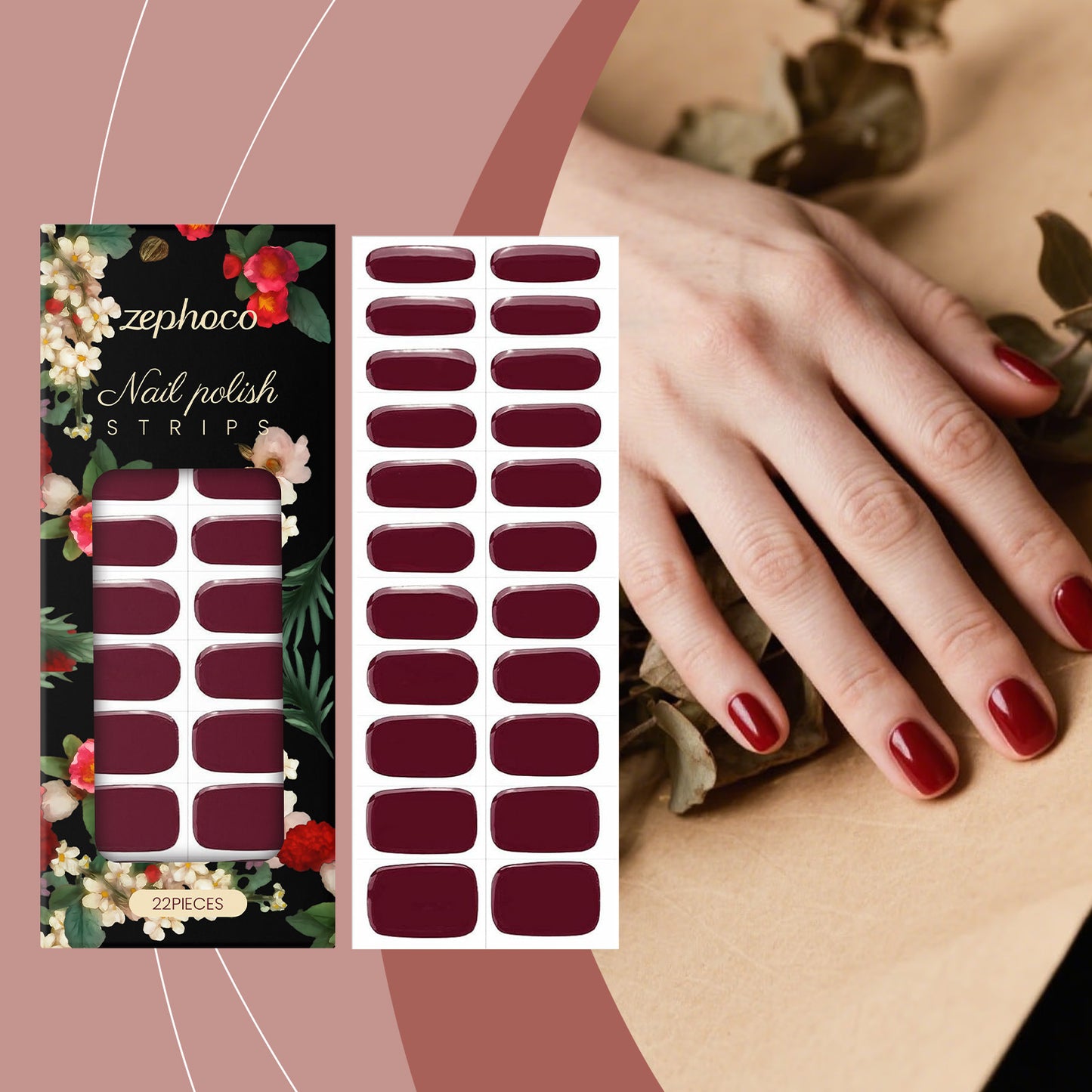 Durable Waterproof Elegant Red And Beautiful Nail Stickers