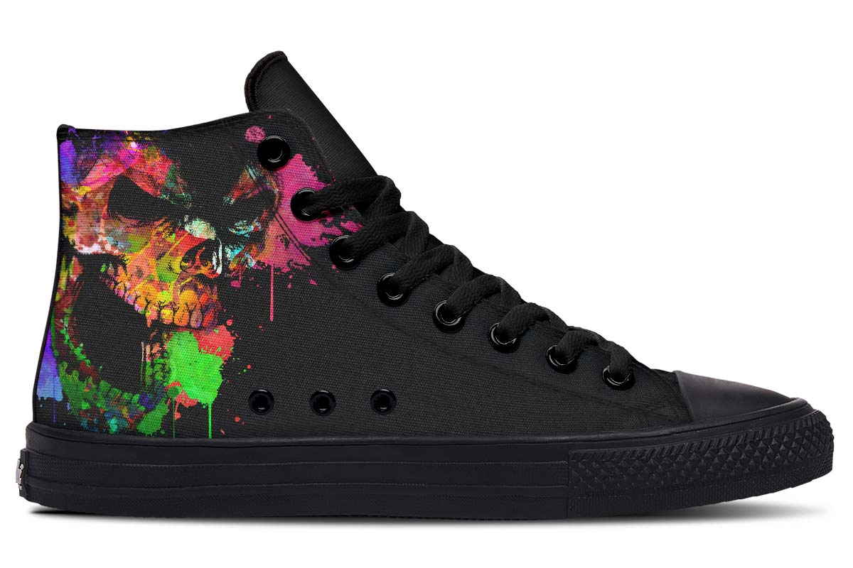 Men's And Women's Fashion Color Printing High-top Canvas Shoes
