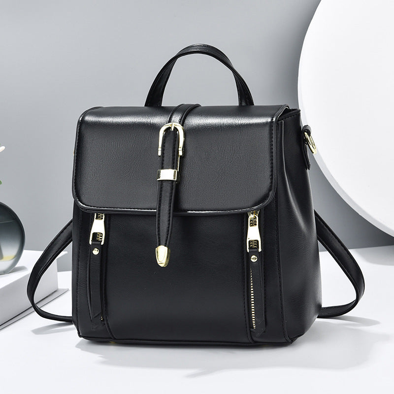 Women's Fashionable All-match Leather Lightweight Western Style Backpack