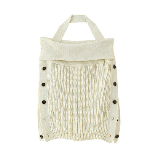 Fashion Backless Hanging Collar Knitted Sling Top