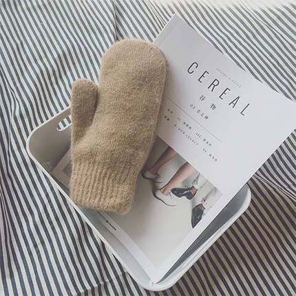 Rabbit Fur Plus Velvet Padded Warm Gloves For Cold-proof Riding