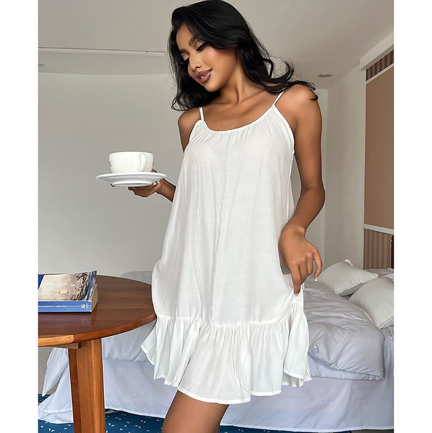 Short Ruffled Nightdress Womens Loungewear