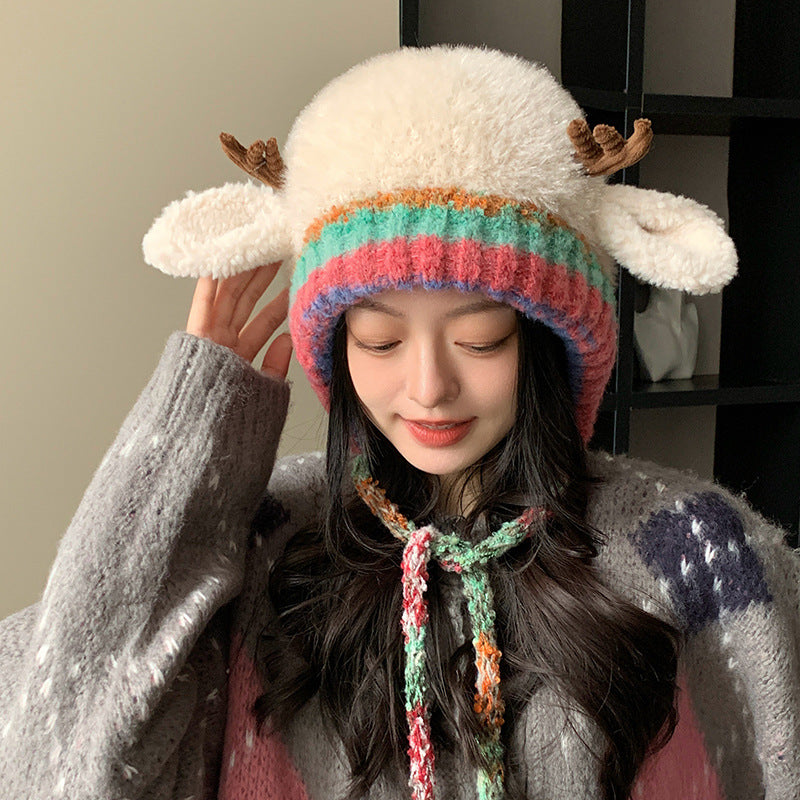 Cute Antler Plush Hat Women's Winter New Style