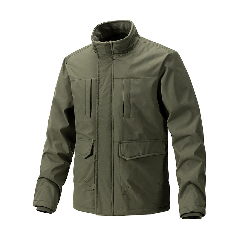 Efterårs- og Vinterjakke Tynd bomuldsjakke med opretstående krave, slim fit, store lommer, fashionabel ungdomsjakke top